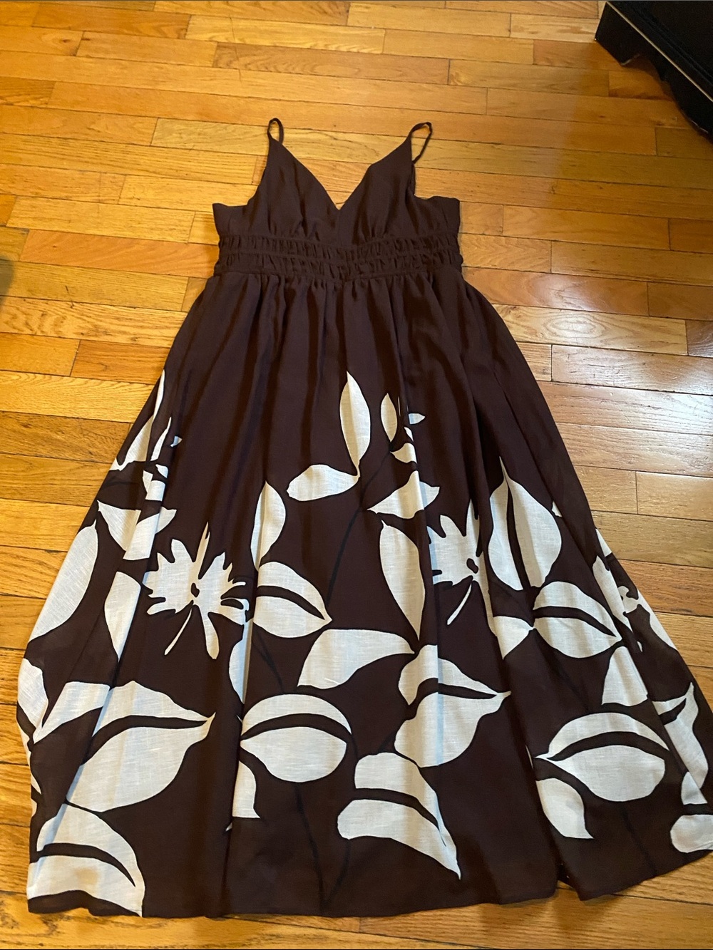 Brown & Cream Floral Spaghetti Strap Sundress